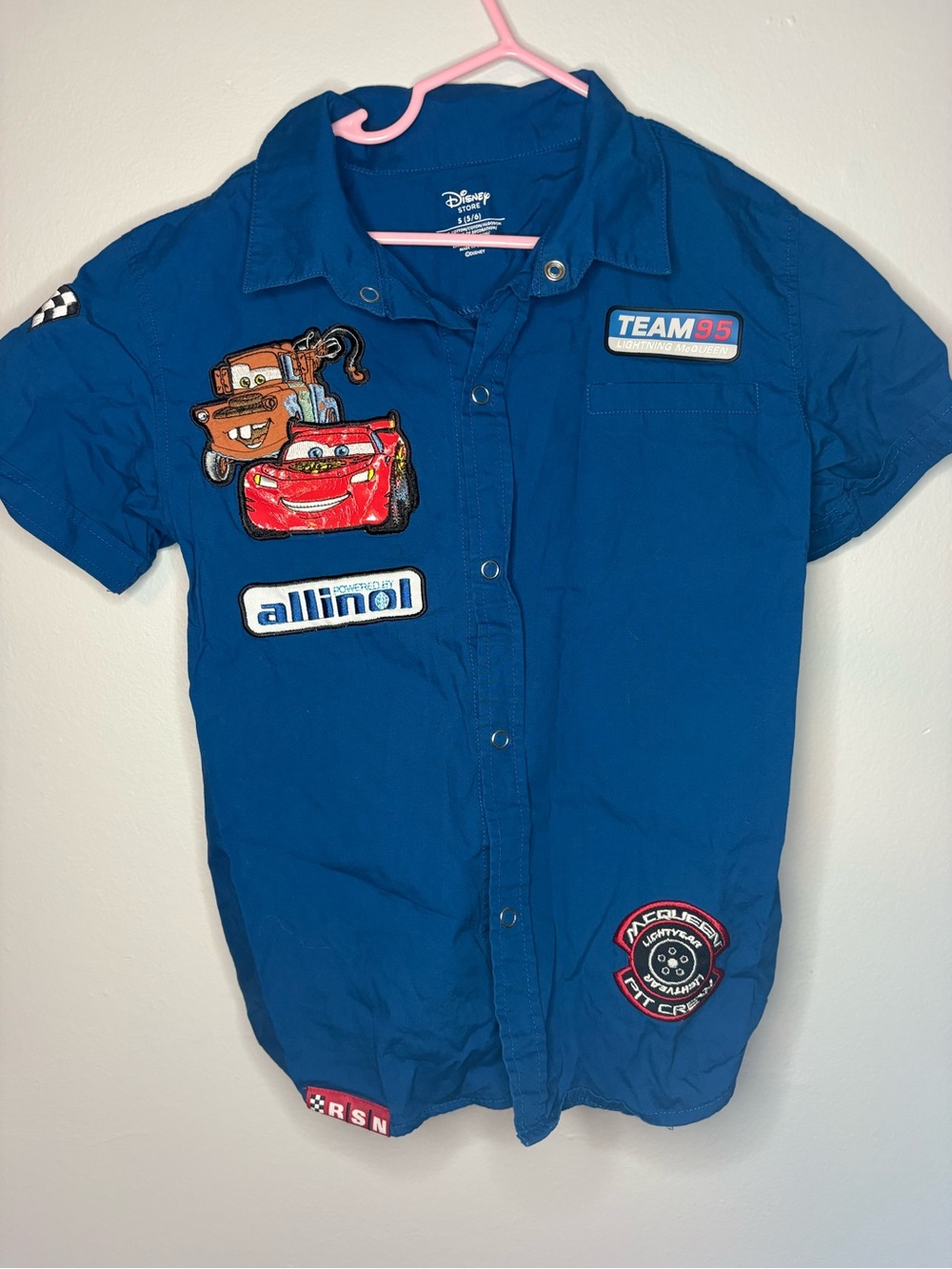 Disney Blue Cars Patch Button-Front Shirt for Kids
